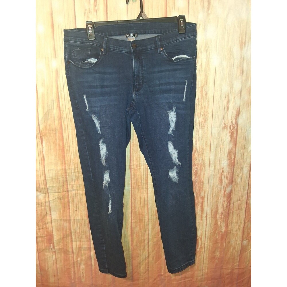 Venus Dark Denim Distressed Skinny Jeans Sz 16
